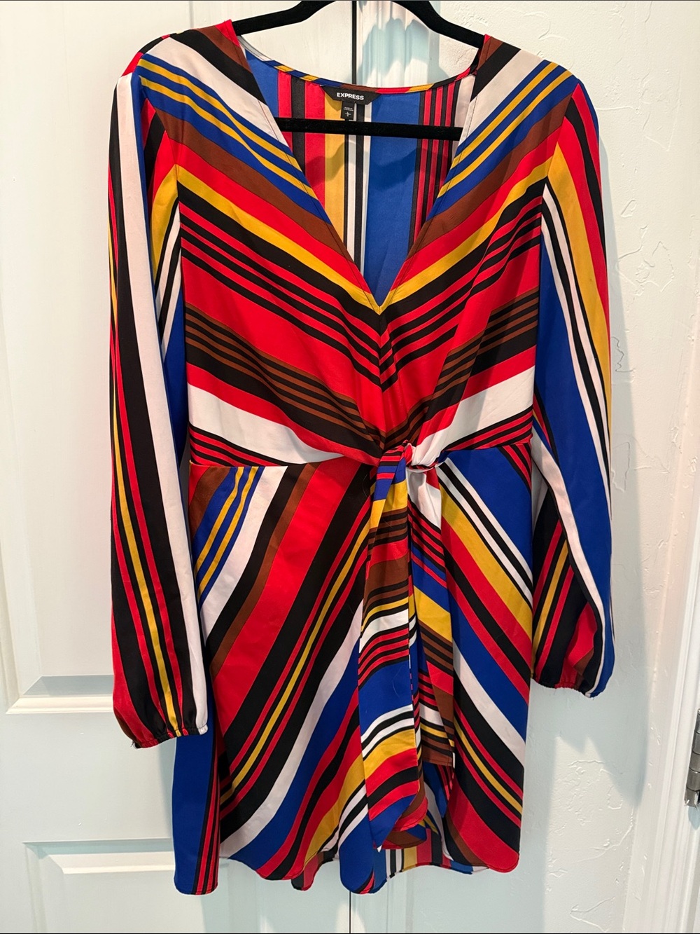Express Multicolor Striped Knot-Front Women’s Dress
